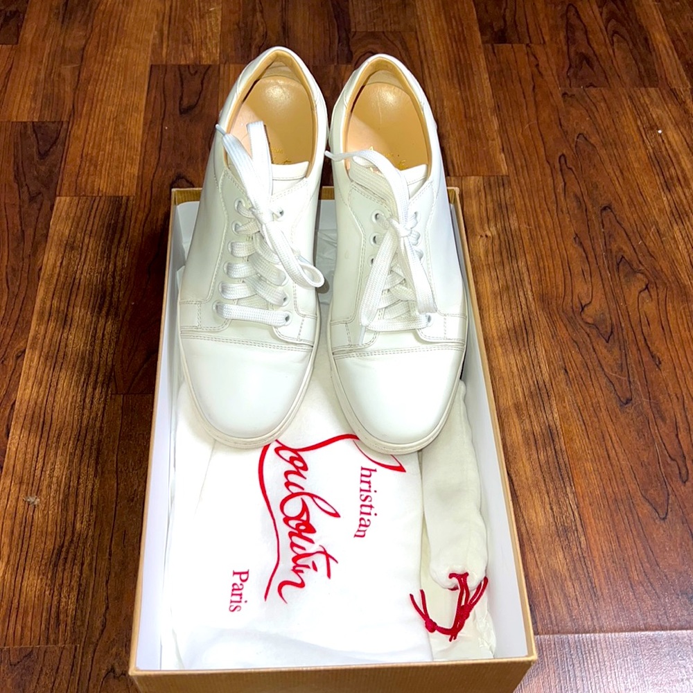 Christian Louboutin White Leather Low-Top Sneakers